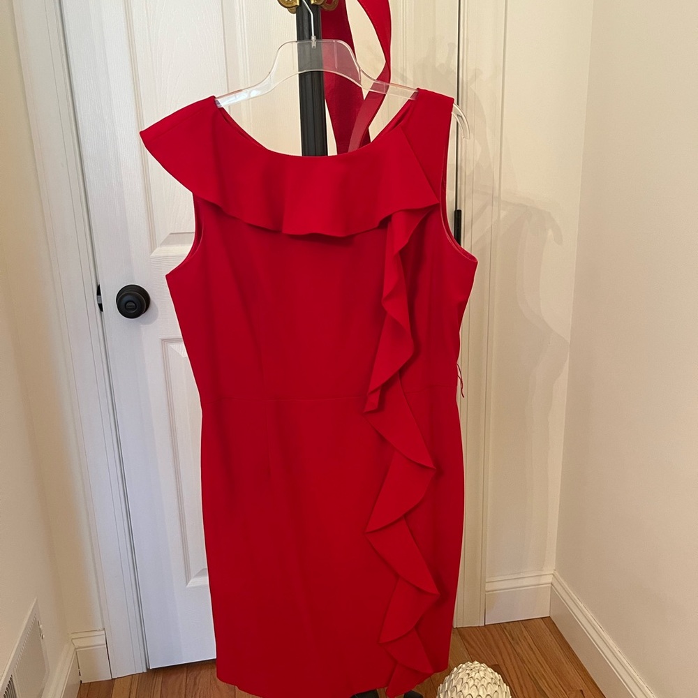 Calvin Klein Vibrant Red Asymmetrical Dress